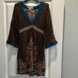 Flying Tomato Boho Brown Lace Dress